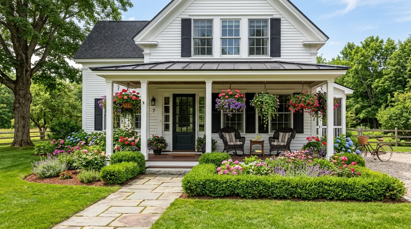 Symmetrical Shrubs Near the Entry